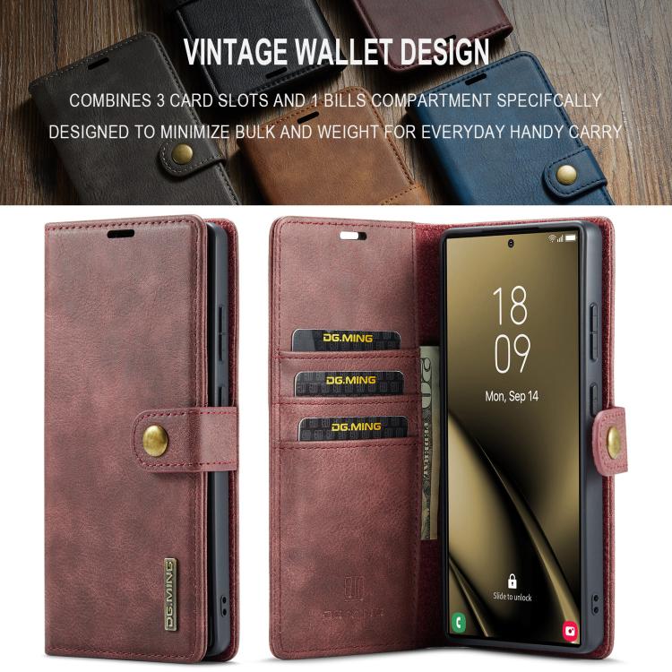 For Samsung Galaxy S25 Ultra 5G DG.MING Crazy Horse Texture Detachable Magnetic Leather Case