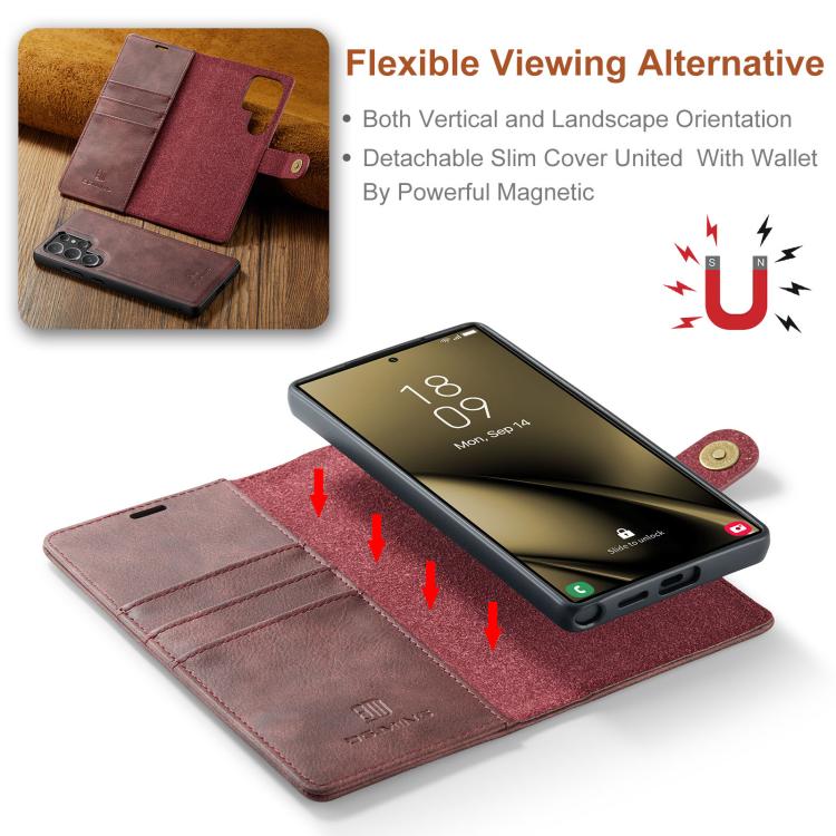 For Samsung Galaxy S25 Ultra 5G DG.MING Crazy Horse Texture Detachable Magnetic Leather Case