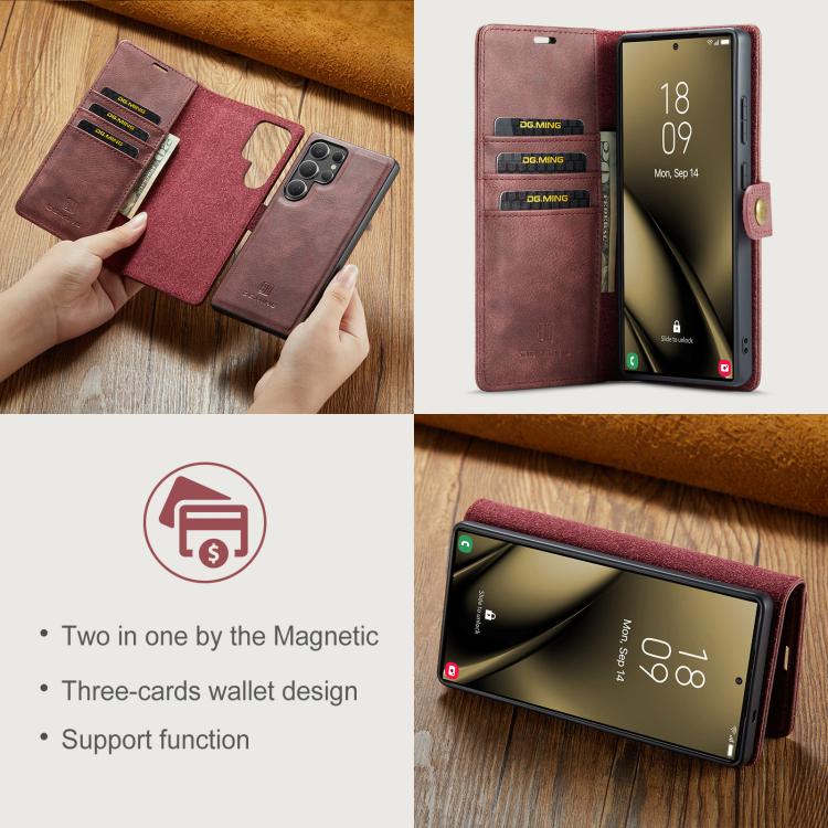 For Samsung Galaxy S25 Ultra 5G DG.MING Crazy Horse Texture Detachable Magnetic Leather Case