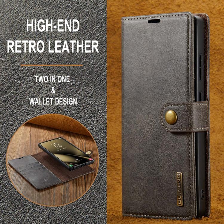 For Samsung Galaxy S25 Ultra 5G DG.MING Crazy Horse Texture Detachable Magnetic Leather Case
