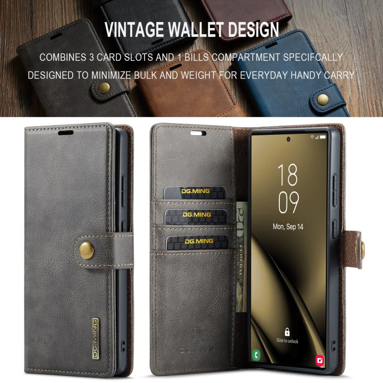 For Samsung Galaxy S25 Ultra 5G DG.MING Crazy Horse Texture Detachable Magnetic Leather Case