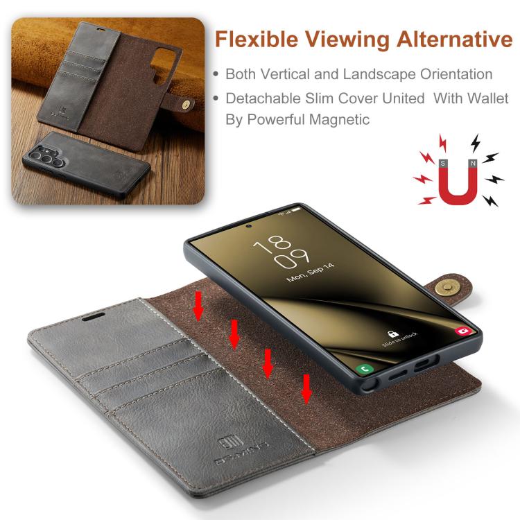 For Samsung Galaxy S25 Ultra 5G DG.MING Crazy Horse Texture Detachable Magnetic Leather Case