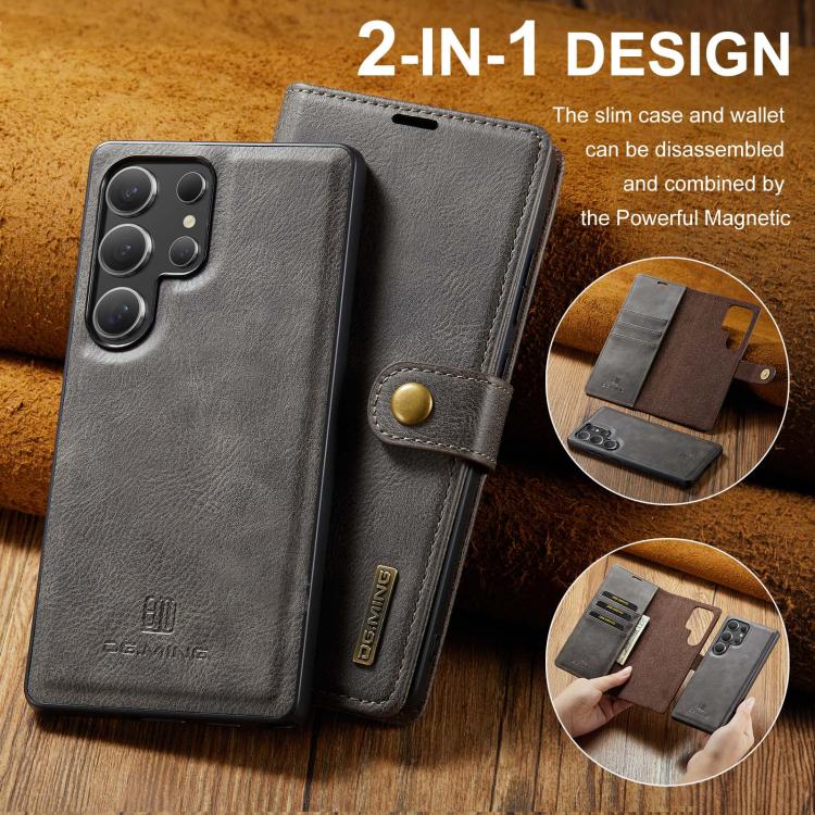 For Samsung Galaxy S25 Ultra 5G DG.MING Crazy Horse Texture Detachable Magnetic Leather Case