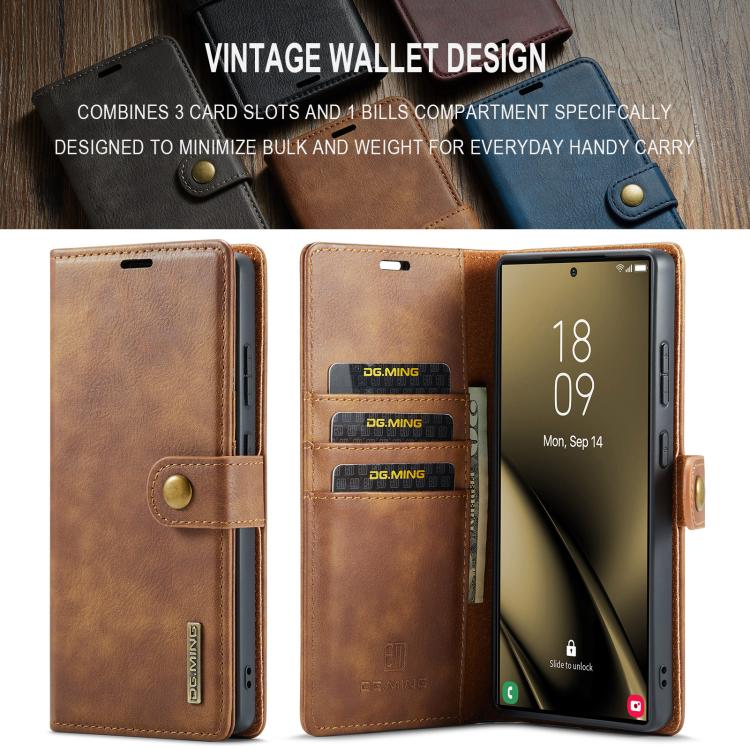 For Samsung Galaxy S25 Ultra 5G DG.MING Crazy Horse Texture Detachable Magnetic Leather Case