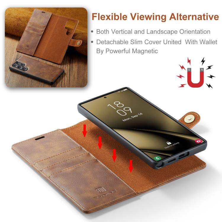 For Samsung Galaxy S25 Ultra 5G DG.MING Crazy Horse Texture Detachable Magnetic Leather Case