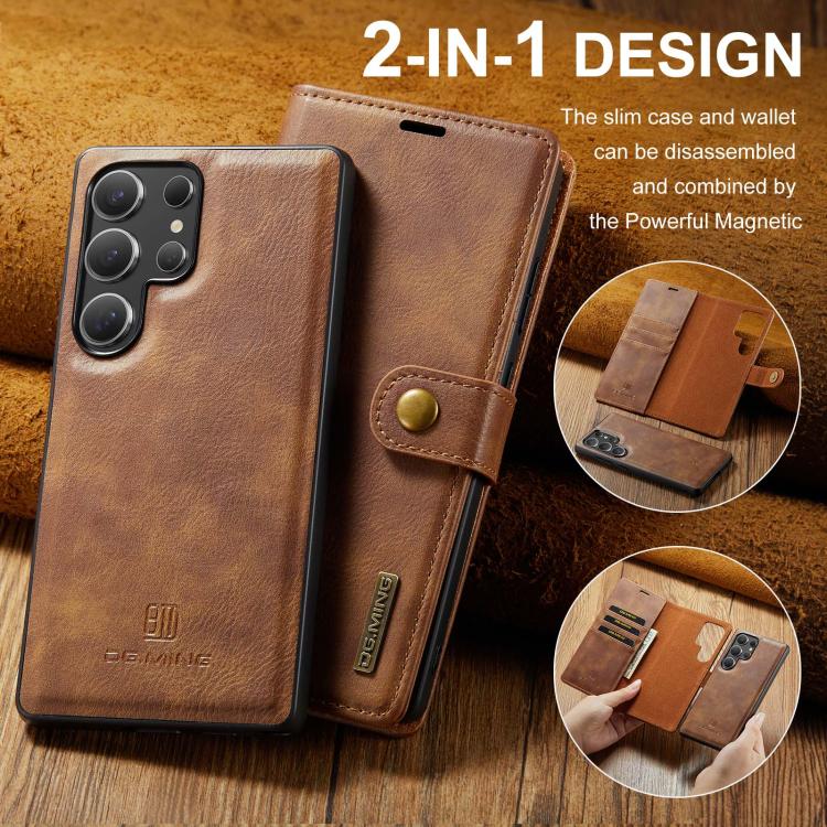 For Samsung Galaxy S25 Ultra 5G DG.MING Crazy Horse Texture Detachable Magnetic Leather Case