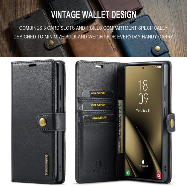 For Samsung Galaxy S25 Ultra 5G DG.MING Crazy Horse Texture Detachable Magnetic Leather Case