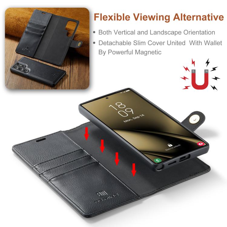 For Samsung Galaxy S25 Ultra 5G DG.MING Crazy Horse Texture Detachable Magnetic Leather Case
