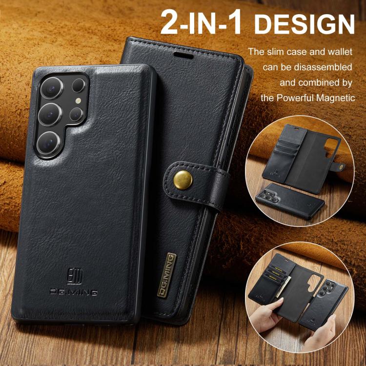 For Samsung Galaxy S25 Ultra 5G DG.MING Crazy Horse Texture Detachable Magnetic Leather Case