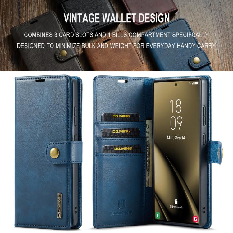 For Samsung Galaxy S25 Ultra 5G DG.MING Crazy Horse Texture Detachable Magnetic Leather Case