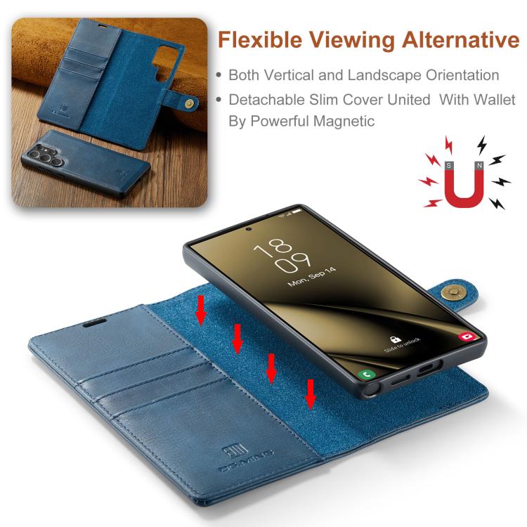 For Samsung Galaxy S25 Ultra 5G DG.MING Crazy Horse Texture Detachable Magnetic Leather Case