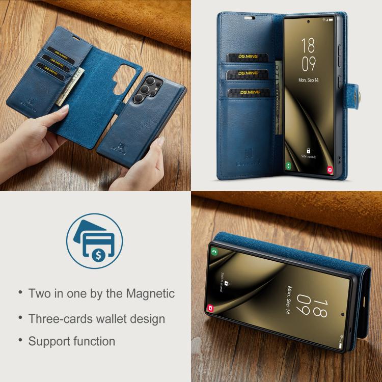 For Samsung Galaxy S25 Ultra 5G DG.MING Crazy Horse Texture Detachable Magnetic Leather Case