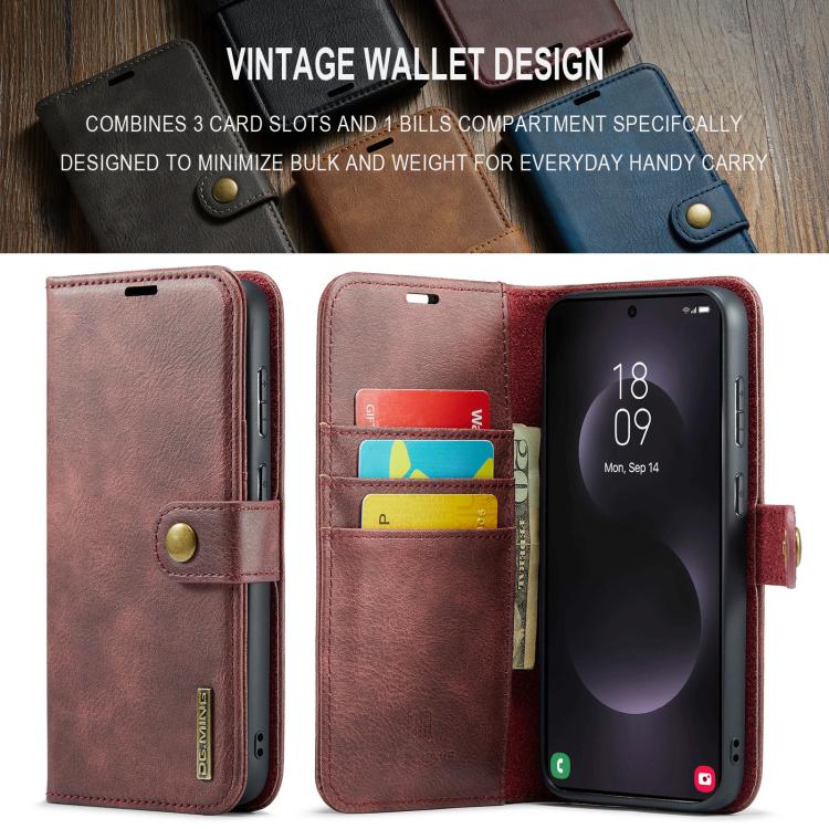 For Samsung Galaxy S25 Edge 5G DG.MING Crazy Horse Texture Detachable Magnetic Leather Case