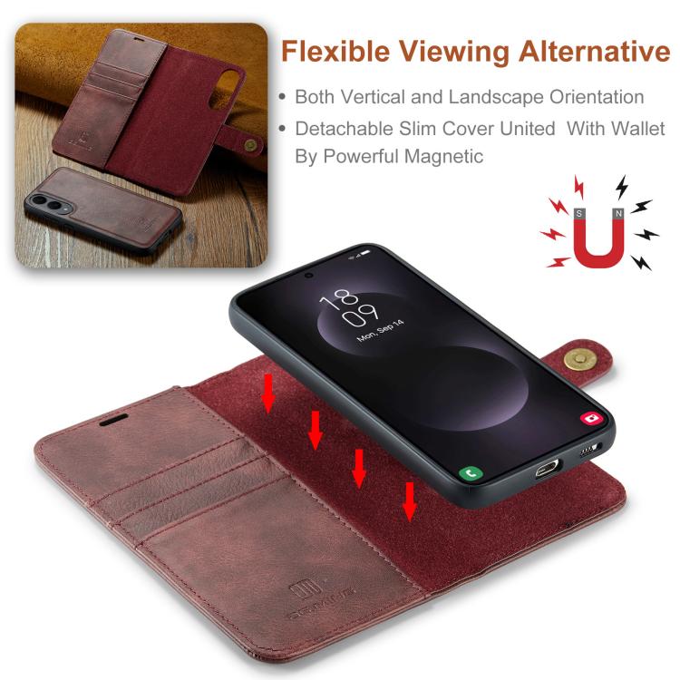 For Samsung Galaxy S25 Edge 5G DG.MING Crazy Horse Texture Detachable Magnetic Leather Case