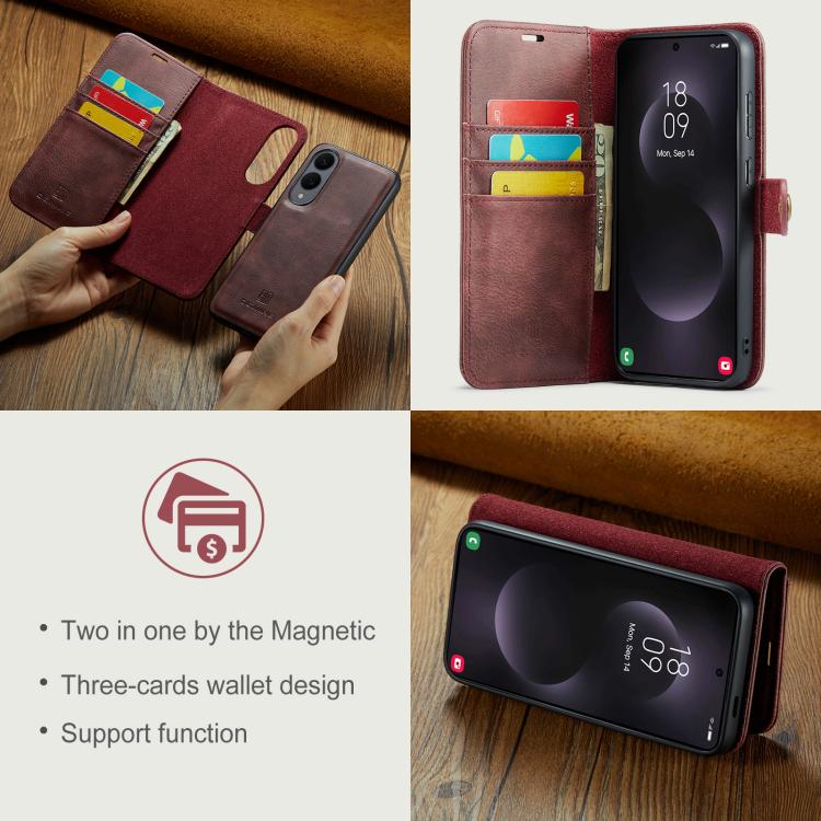 For Samsung Galaxy S25 Edge 5G DG.MING Crazy Horse Texture Detachable Magnetic Leather Case