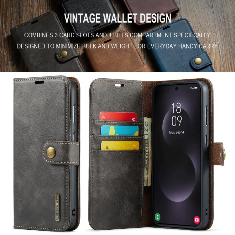 For Samsung Galaxy S25 Edge 5G DG.MING Crazy Horse Texture Detachable Magnetic Leather Case