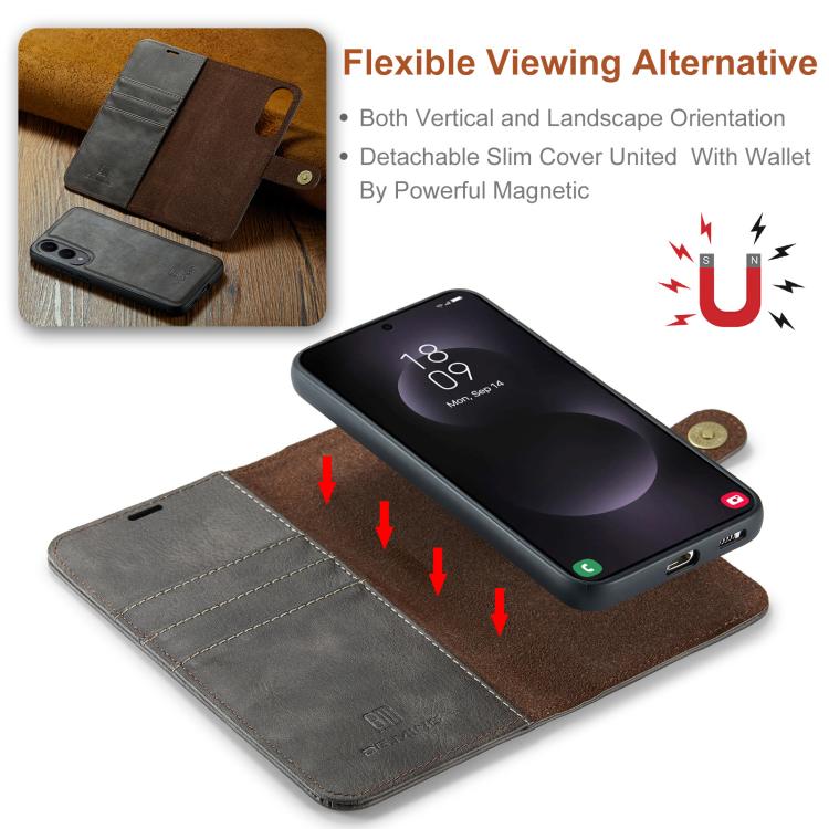 For Samsung Galaxy S25 Edge 5G DG.MING Crazy Horse Texture Detachable Magnetic Leather Case