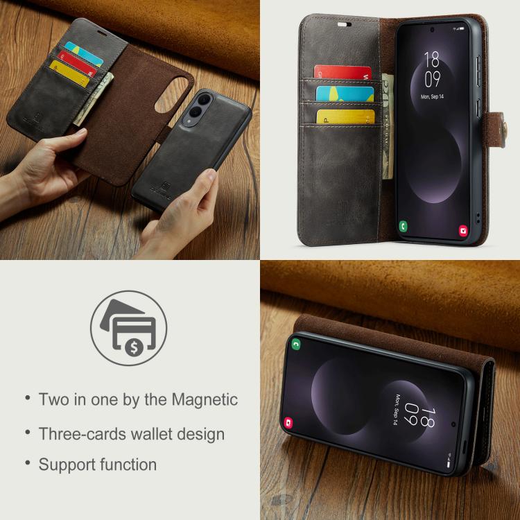 For Samsung Galaxy S25 Edge 5G DG.MING Crazy Horse Texture Detachable Magnetic Leather Case