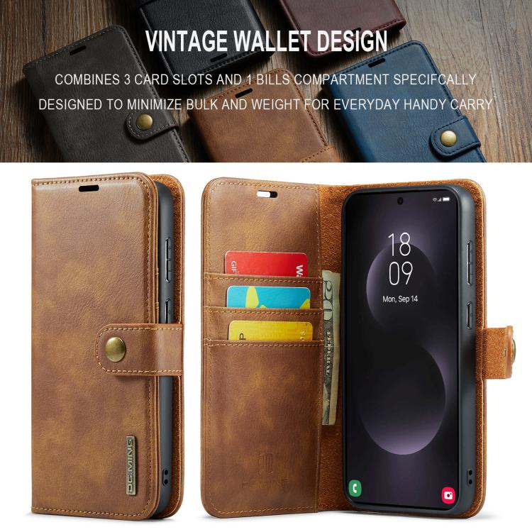 For Samsung Galaxy S25 Edge 5G DG.MING Crazy Horse Texture Detachable Magnetic Leather Case
