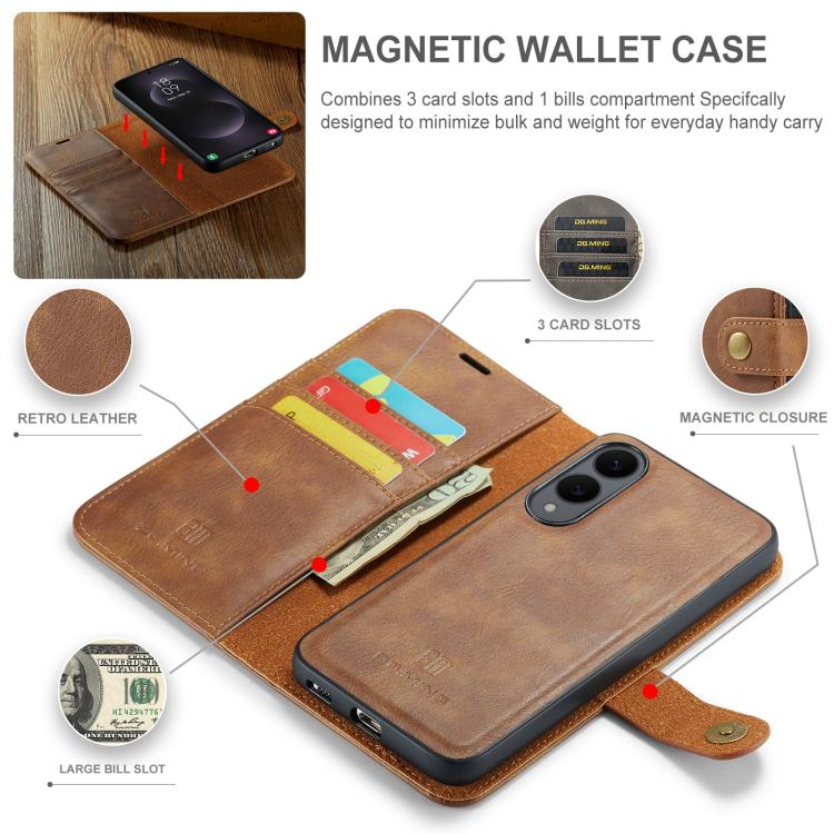 For Samsung Galaxy S25 Edge 5G DG.MING Crazy Horse Texture Detachable Magnetic Leather Case