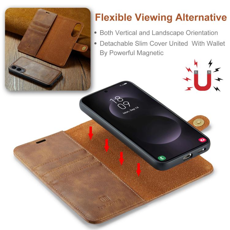 For Samsung Galaxy S25 Edge 5G DG.MING Crazy Horse Texture Detachable Magnetic Leather Case