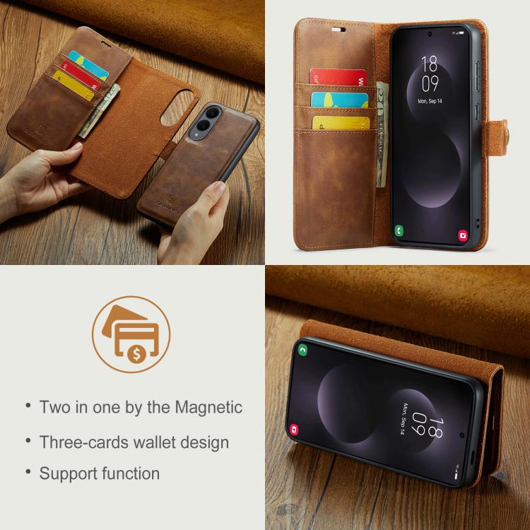 For Samsung Galaxy S25 Edge 5G DG.MING Crazy Horse Texture Detachable Magnetic Leather Case