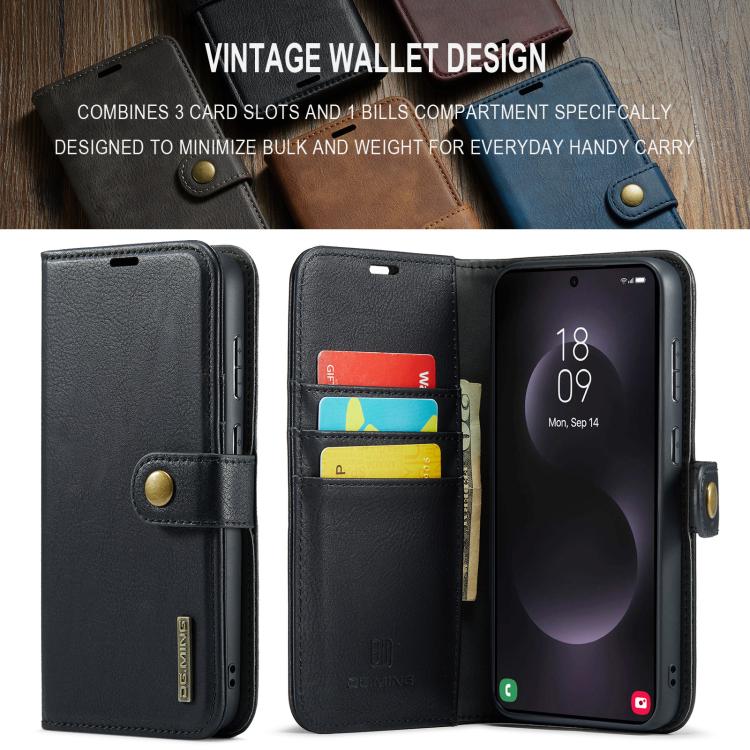 For Samsung Galaxy S25 Edge 5G DG.MING Crazy Horse Texture Detachable Magnetic Leather Case