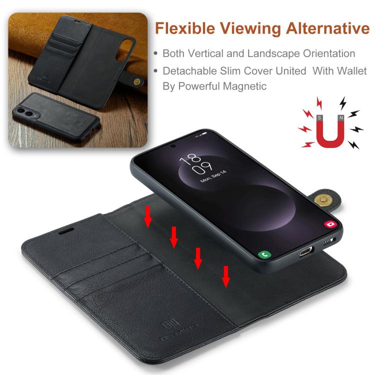 For Samsung Galaxy S25 Edge 5G DG.MING Crazy Horse Texture Detachable Magnetic Leather Case