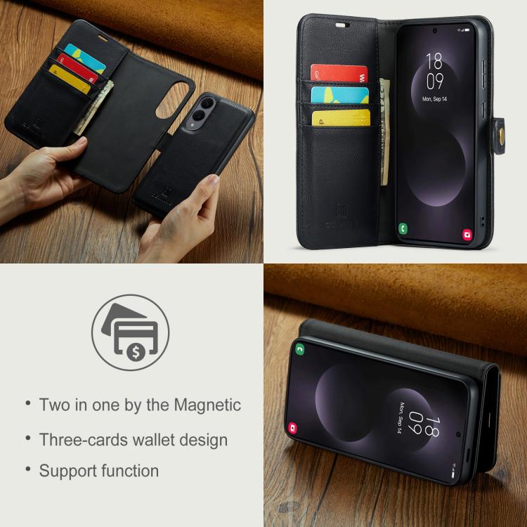 For Samsung Galaxy S25 Edge 5G DG.MING Crazy Horse Texture Detachable Magnetic Leather Case