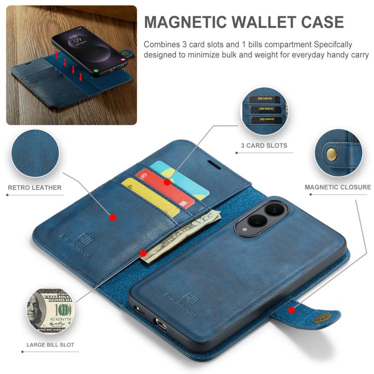 For Samsung Galaxy S25 Edge 5G DG.MING Crazy Horse Texture Detachable Magnetic Leather Case