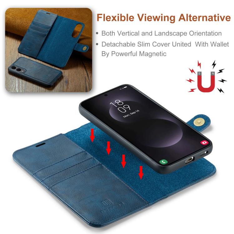 For Samsung Galaxy S25 Edge 5G DG.MING Crazy Horse Texture Detachable Magnetic Leather Case