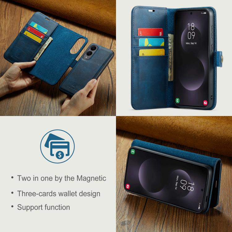 For Samsung Galaxy S25 Edge 5G DG.MING Crazy Horse Texture Detachable Magnetic Leather Case