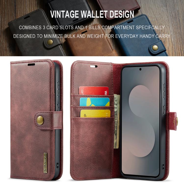 For Samsung Galaxy S25 FE 5G DG.MING Crazy Horse Texture Detachable Magnetic Leather Case