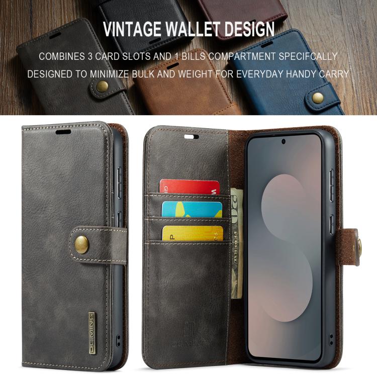 For Samsung Galaxy S25 FE 5G DG.MING Crazy Horse Texture Detachable Magnetic Leather Case