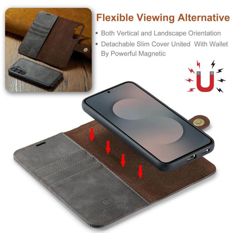 For Samsung Galaxy S25 FE 5G DG.MING Crazy Horse Texture Detachable Magnetic Leather Case