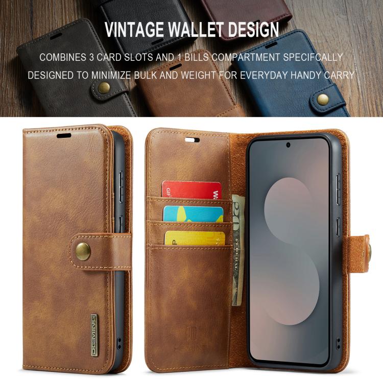 For Samsung Galaxy S25 FE 5G DG.MING Crazy Horse Texture Detachable Magnetic Leather Case