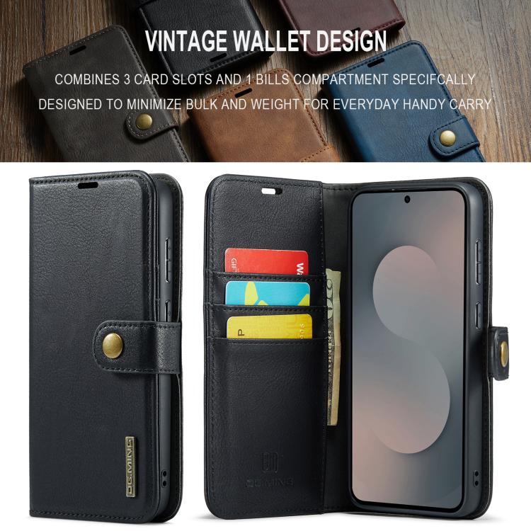 For Samsung Galaxy S25 FE 5G DG.MING Crazy Horse Texture Detachable Magnetic Leather Case