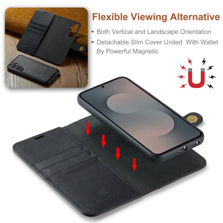 For Samsung Galaxy S25 FE 5G DG.MING Crazy Horse Texture Detachable Magnetic Leather Case