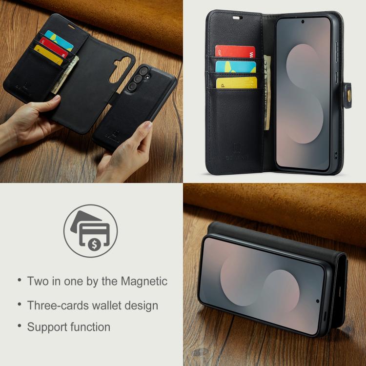For Samsung Galaxy S25 FE 5G DG.MING Crazy Horse Texture Detachable Magnetic Leather Case