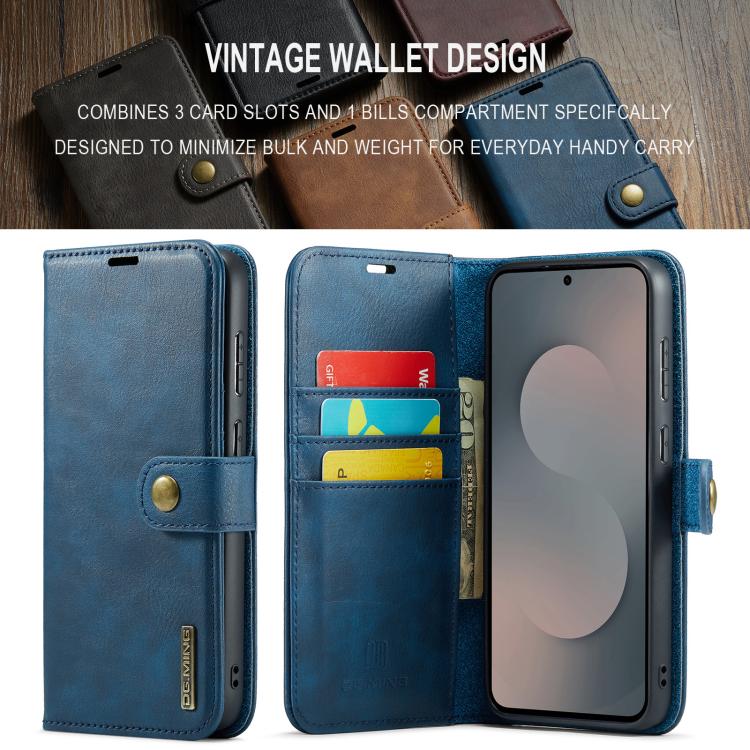 For Samsung Galaxy S25 FE 5G DG.MING Crazy Horse Texture Detachable Magnetic Leather Case