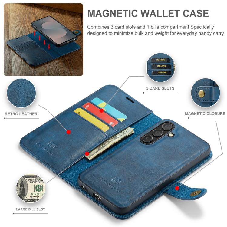 For Samsung Galaxy S25 FE 5G DG.MING Crazy Horse Texture Detachable Magnetic Leather Case
