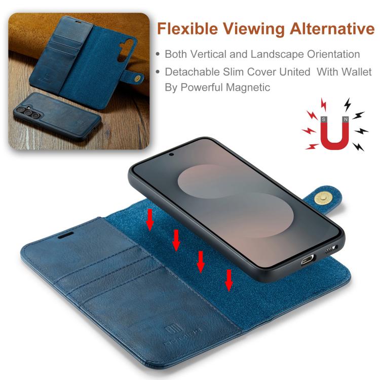 For Samsung Galaxy S25 FE 5G DG.MING Crazy Horse Texture Detachable Magnetic Leather Case