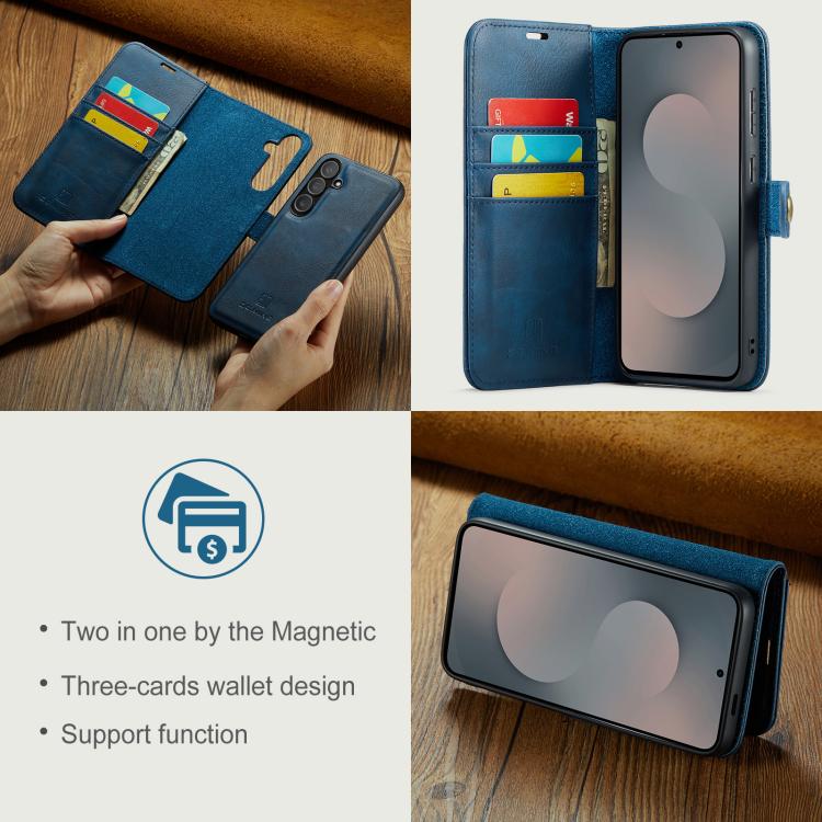 For Samsung Galaxy S25 FE 5G DG.MING Crazy Horse Texture Detachable Magnetic Leather Case