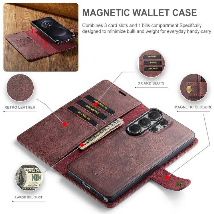 For Samsung Galaxy S26 Ultra 5G DG.MING Crazy Horse Texture Detachable Magnetic Leather Case