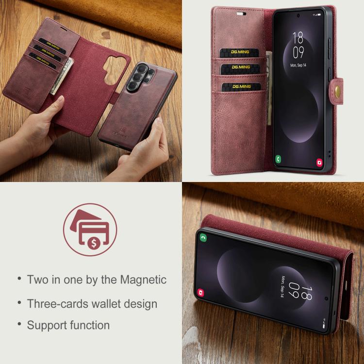 For Samsung Galaxy S26 Ultra 5G DG.MING Crazy Horse Texture Detachable Magnetic Leather Case