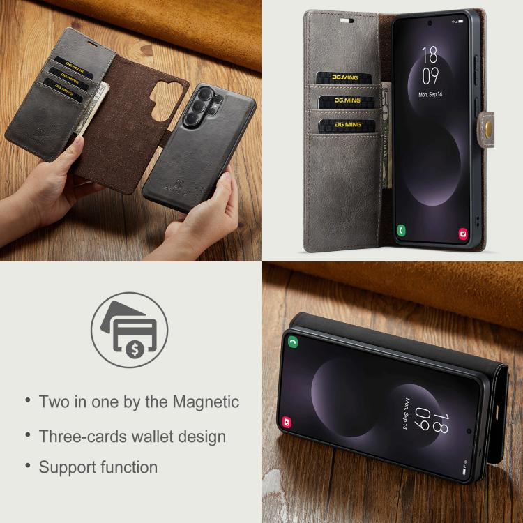For Samsung Galaxy S26 Ultra 5G DG.MING Crazy Horse Texture Detachable Magnetic Leather Case