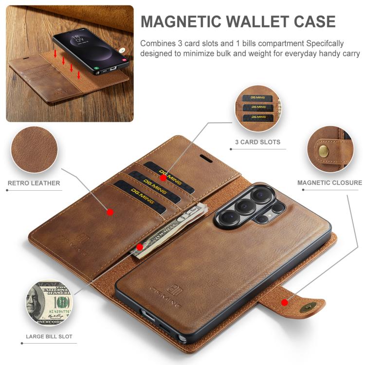 For Samsung Galaxy S26 Ultra 5G DG.MING Crazy Horse Texture Detachable Magnetic Leather Case