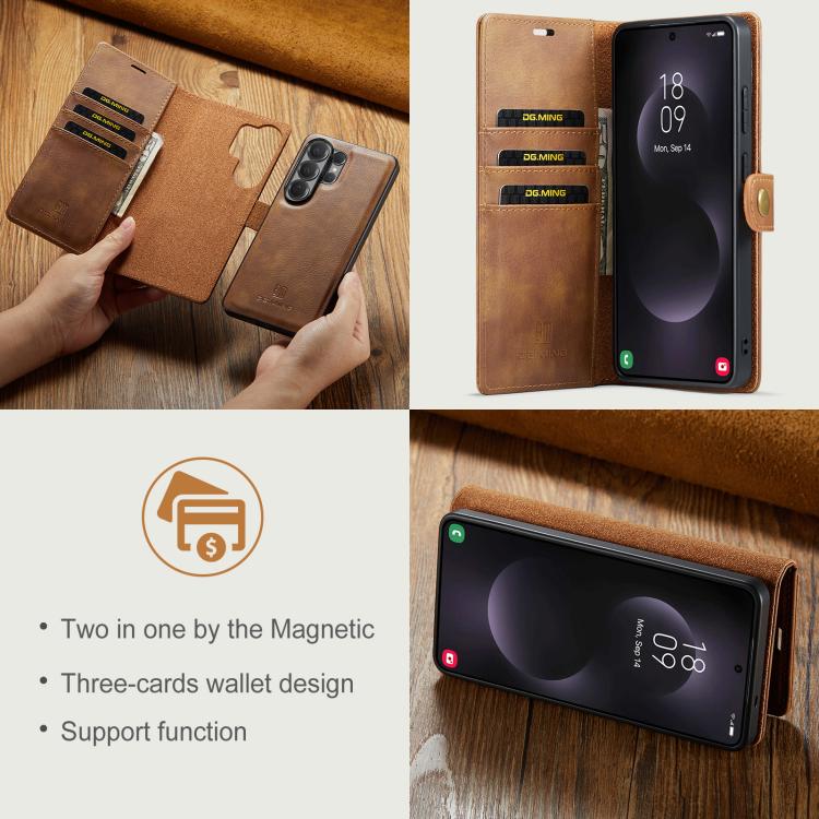 For Samsung Galaxy S26 Ultra 5G DG.MING Crazy Horse Texture Detachable Magnetic Leather Case