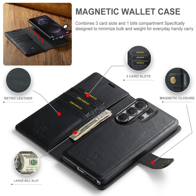 For Samsung Galaxy S26 Ultra 5G DG.MING Crazy Horse Texture Detachable Magnetic Leather Case