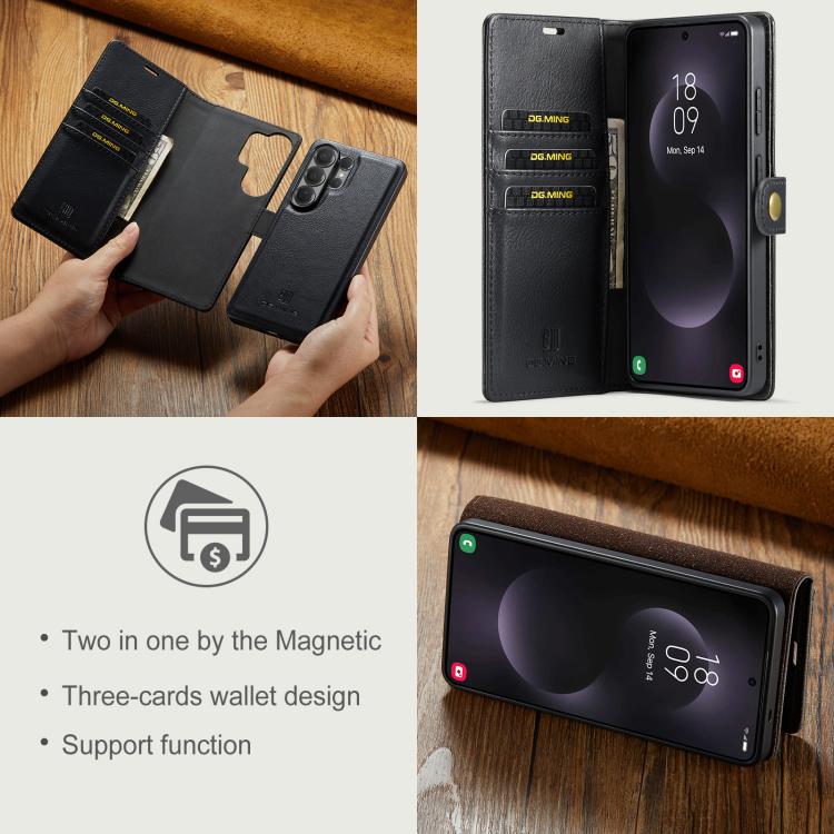 For Samsung Galaxy S26 Ultra 5G DG.MING Crazy Horse Texture Detachable Magnetic Leather Case